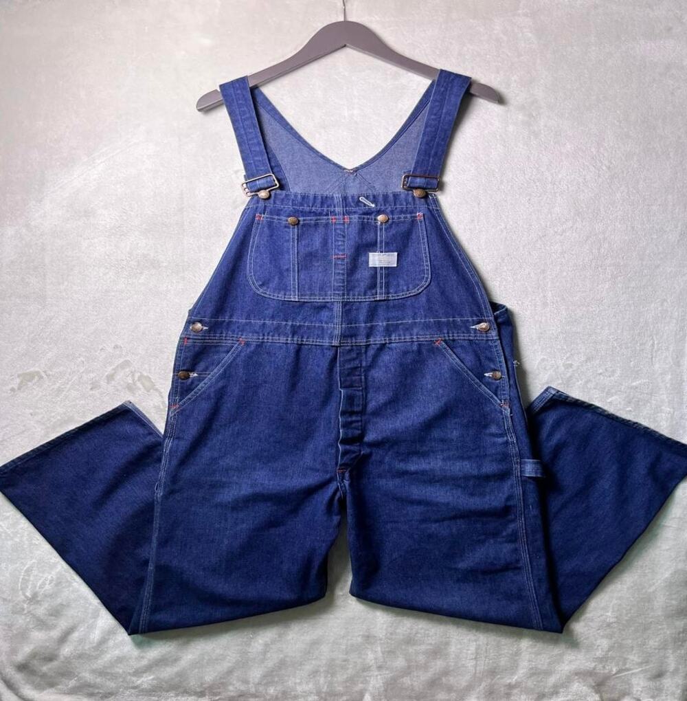 VTG JC Penney Big Mac Carpenter Denim Bib Overalls Men's 38x30 Square Bak 70 80s